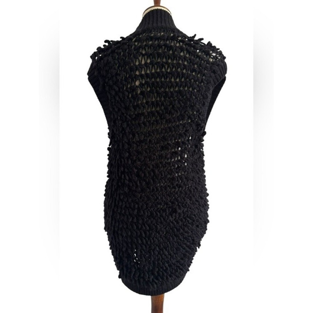 Rebecca Taylor Black Wool blend Textured Fringe Knit Sweater Vest Size Small - Picture 4 of 12